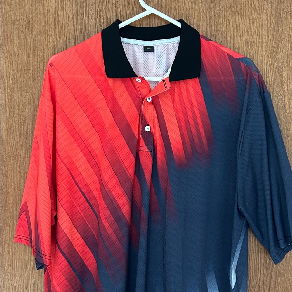 Men's Red & Navy Polo Shirt - Athletic Mesh size is more like 3X
